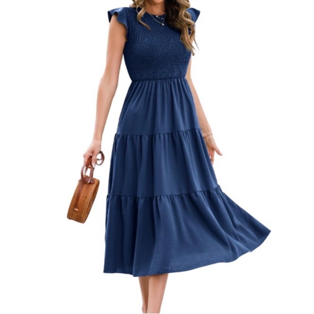 Elegant Navy Blue Midi Dress